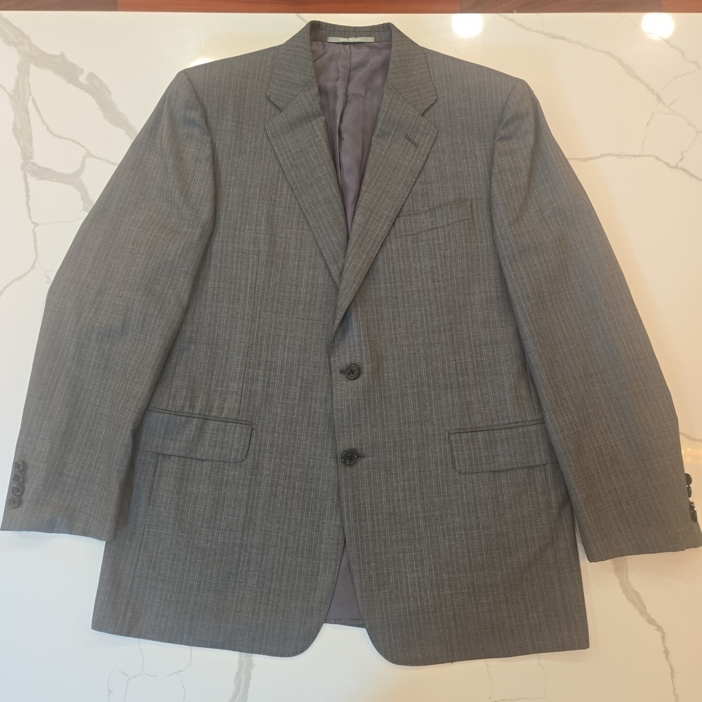 Hickey Freeman x Loro Piana Union Made USA Gray Pin Striped Blazer 42R